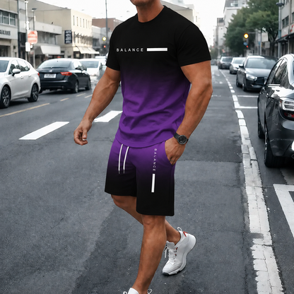 ⚡ Men's Gradient Short-Sleeve Tracksuit (Two-Piece Set)