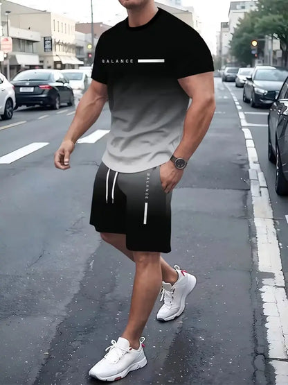 ⚡ Men's Gradient Short-Sleeve Tracksuit (Two-Piece Set)