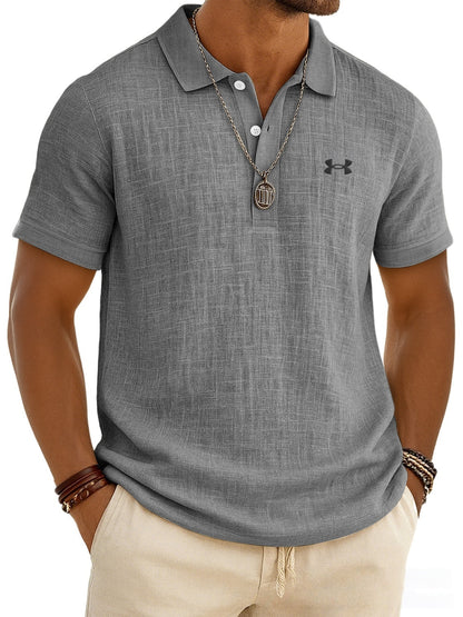 Cotton and linen casual polo shirt