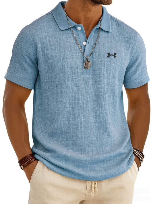 Cotton and linen casual polo shirt