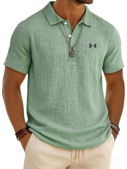 Cotton and linen casual polo shirt