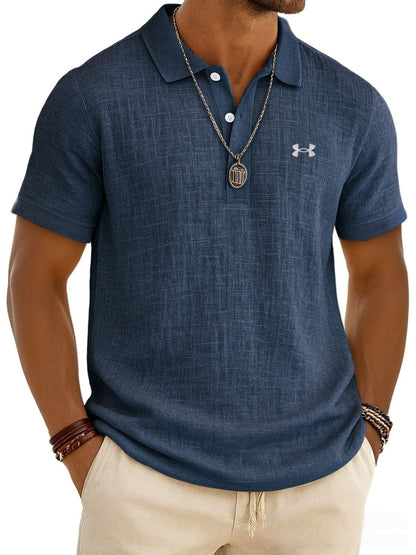 Cotton and linen casual polo shirt