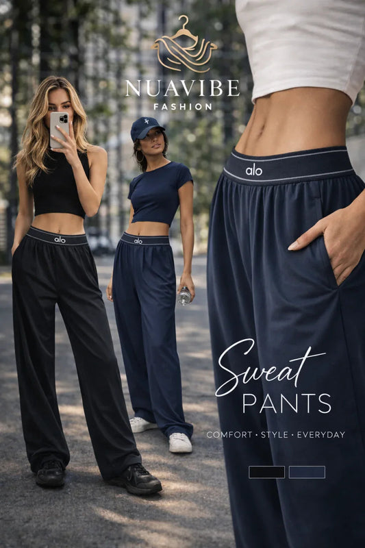 High-waisted wide-leg sweatpants