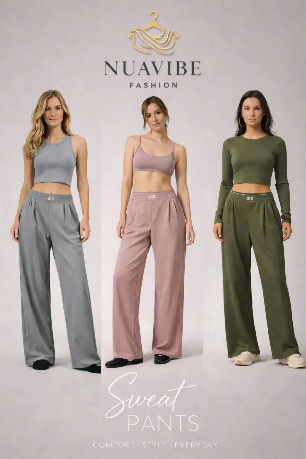 High-waisted wide-leg sweatpants
