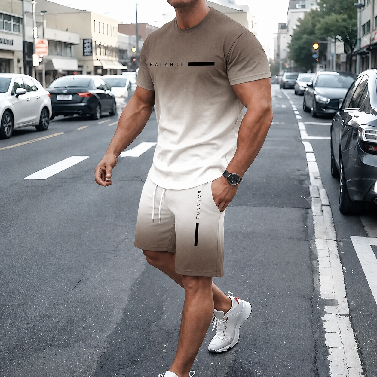 ⚡ Men's Gradient Short-Sleeve Tracksuit (Two-Piece Set)