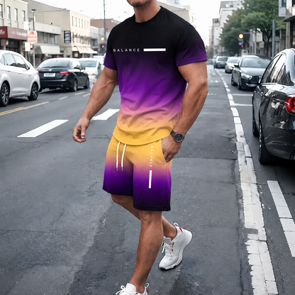⚡ Men's Gradient Short-Sleeve Tracksuit (Two-Piece Set)