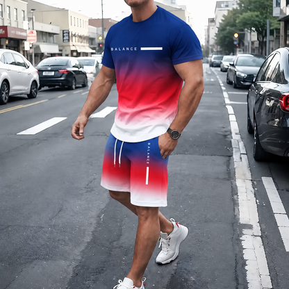 ⚡ Men's Gradient Short-Sleeve Tracksuit (Two-Piece Set)