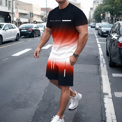 ⚡ Men's Gradient Short-Sleeve Tracksuit (Two-Piece Set)
