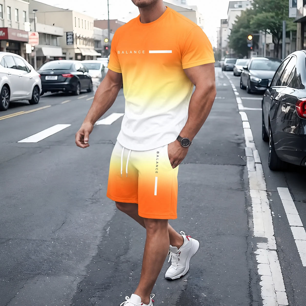 ⚡ Men's Gradient Short-Sleeve Tracksuit (Two-Piece Set)