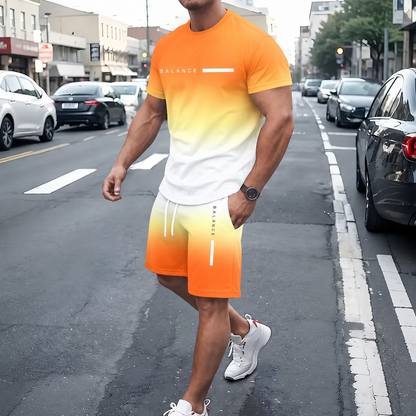 ⚡ Men's Gradient Short-Sleeve Tracksuit (Two-Piece Set)