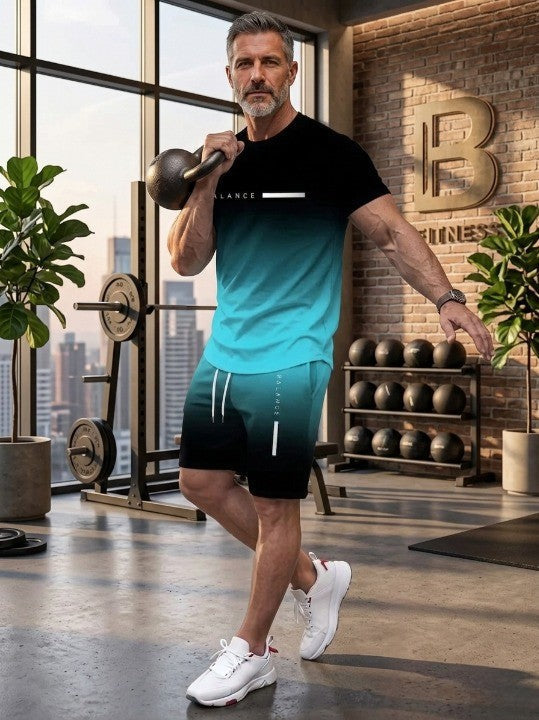 ⚡ Men's Gradient Short-Sleeve Tracksuit (Two-Piece Set)