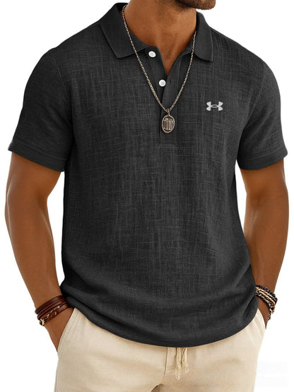 Cotton and linen casual polo shirt