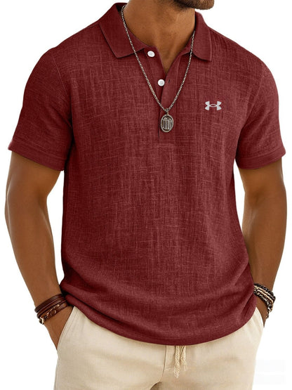 Cotton and linen casual polo shirt