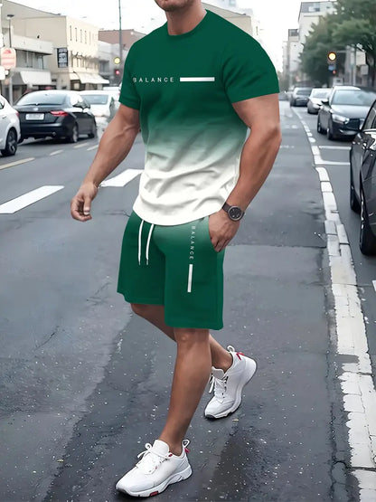 ⚡ Men's Gradient Short-Sleeve Tracksuit (Two-Piece Set)