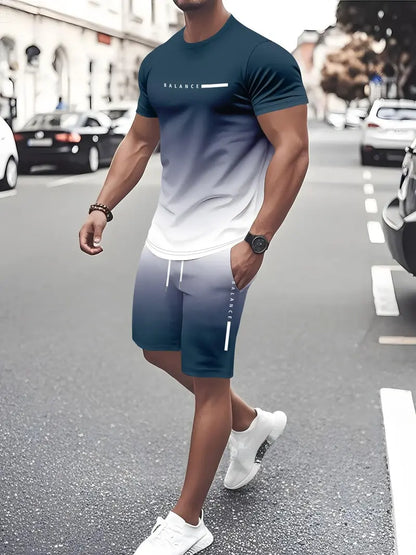 ⚡ Men's Gradient Short-Sleeve Tracksuit (Two-Piece Set)